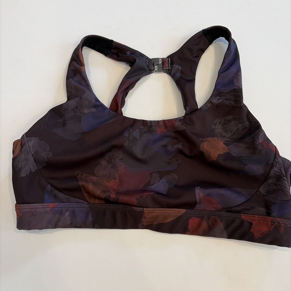 Athleta Women's Ultimate Printed Sports Bra Frozen Floral Warm Size Medium